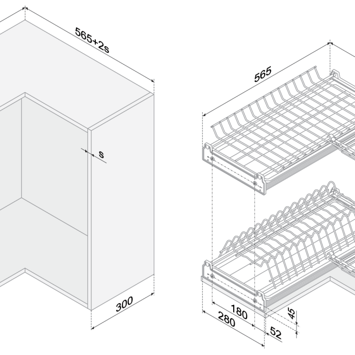 BOYARD.Хромированная сушка из проволоки в угловую базу SU10/600x600